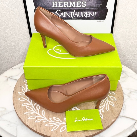 Sam Edelman Tan Heels Classic Pointed-Toe - Picture 2 of 12